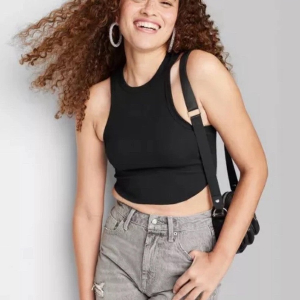 (A13) Wild Fable‎ Black Sleeveless Crop Top, Size Small, NWT